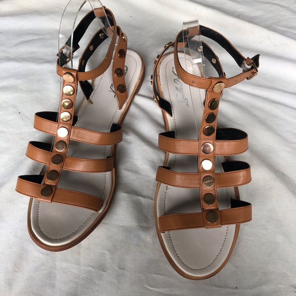 FOWT Women Leather Flat Sandals Cross Strap
